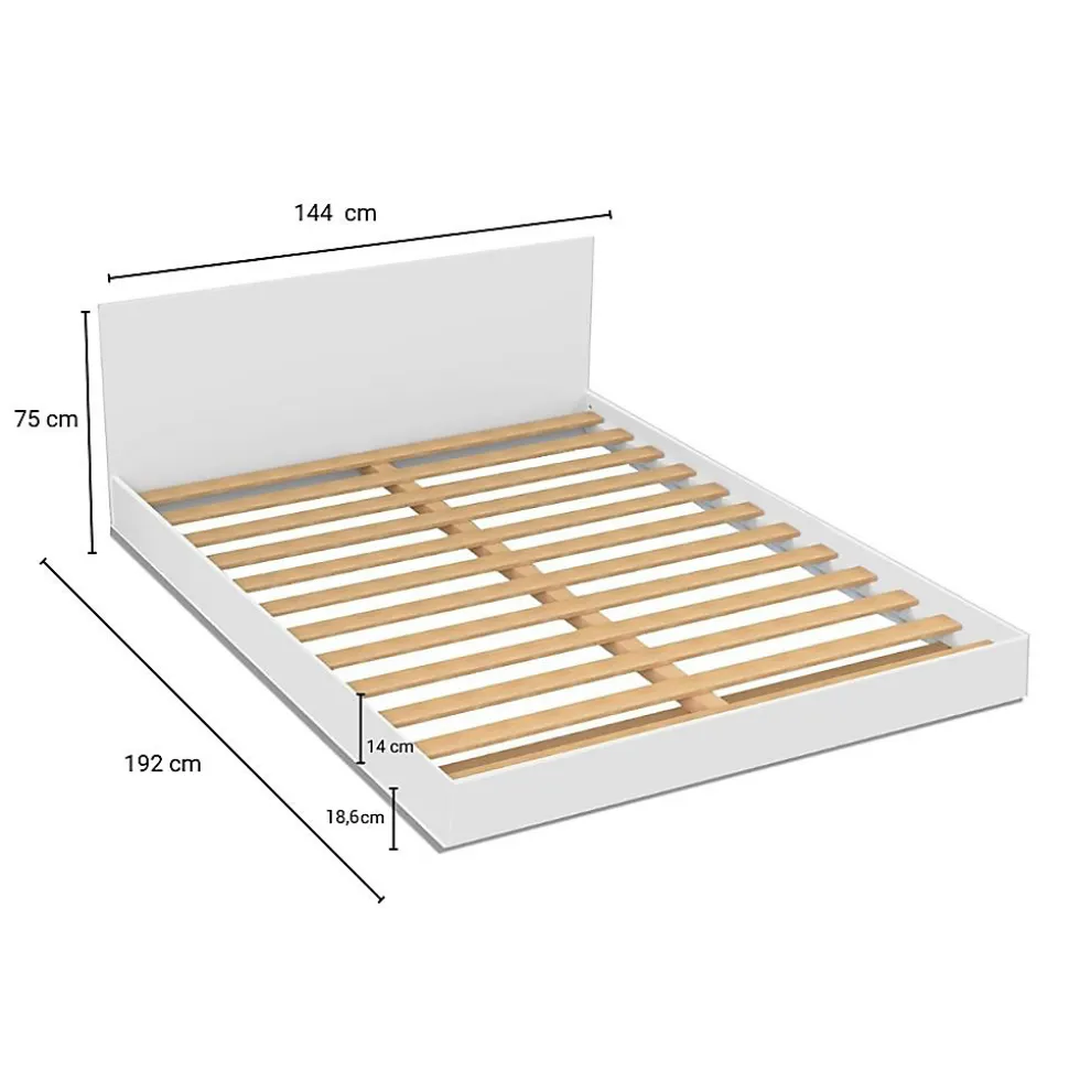 Lit LOFT 140x190 + 1 sommier + tête de lit / Blanc