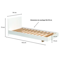 Lit LOFT 90x190 cm + sommier / Blanc