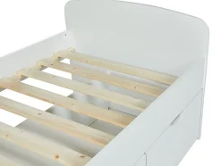 Lit LOUANE avec 2 tiroirs et 1 coffre de rangement - 90 x 190 cm - Blanc