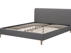 Lit louise habitat et jardin 203 x 148 x 90 cm en tissu cadre a lattes pour 2 personnes de couleur gris