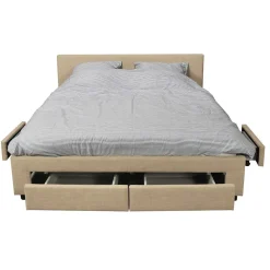 Lit LUGANO 140x190 + 1 sommier + 4 tiroirs / Beige