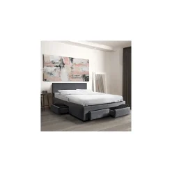 Lit LUGANO 160x200 + 1 sommier + 4 tiroirs / Gris foncé