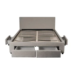 Lit LUGANO 140x190 + 1 sommier + 4 tiroirs / Gris clair