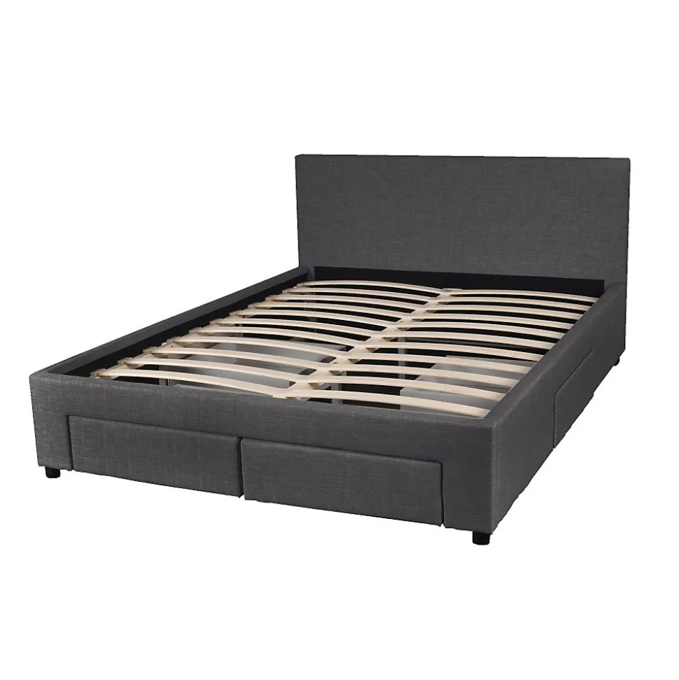 Lit LUGANO 140x190 + 1 sommier + 4 tiroirs / Gris foncé