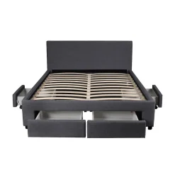 Lit LUGANO 140x190 + 1 sommier + 4 tiroirs / Gris foncé