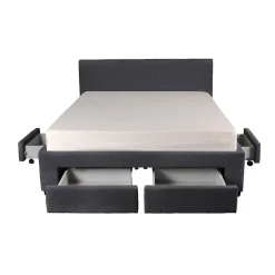 Lit LUGANO 140x190 + 1 sommier + 4 tiroirs / Gris foncé