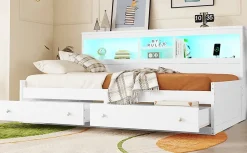 Lit Maison 90x200cm, Enfant, Forme Cheminée, Bois de Pin, Blanc