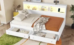 Lit Maison 90x200cm, Enfant, Forme Cheminée, Bois de Pin, Blanc