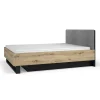Lit MELODY 160x200 cm Tete de lit rembourrée Noir graphite et chene clair Sommier et matelas non inclus
