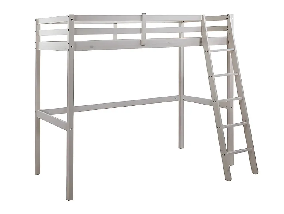 Lit mezzanine - 90 x 190 cm - Pin massif - Blanchi + matelas - GEDEON II