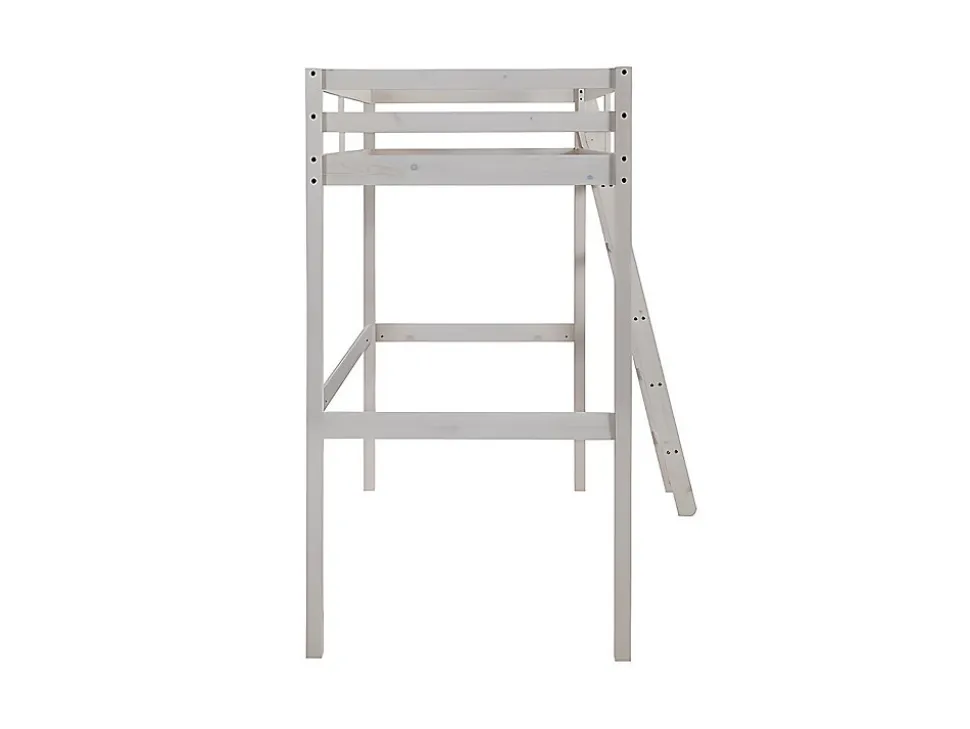 Lit mezzanine - 90 x 190 cm - Pin massif - Blanchi + matelas - GEDEON II