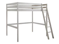 Lit mezzanine - 140 x 190 cm - Pin massif - Blanchi + matelas -GEDEON II