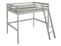 Lit mezzanine - 140 x 190 cm - Pin massif - Blanchi + matelas -GEDEON II