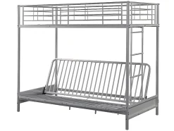 Lit mezzanine 90 x 190 cm - Avec banquette convertible - Métal - Argent + Futon + Matelas - MODULO V