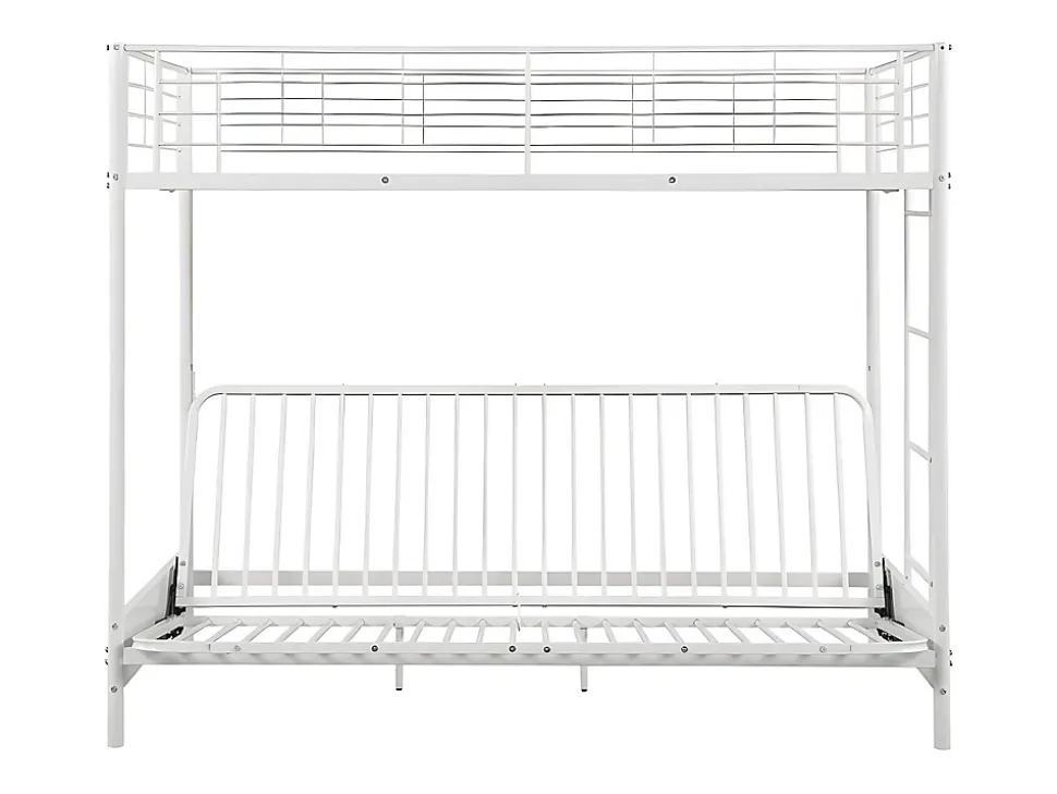 Lit mezzanine 90 x 190 cm - Avec banquette convertible - Métal - Blanc - MODULO V