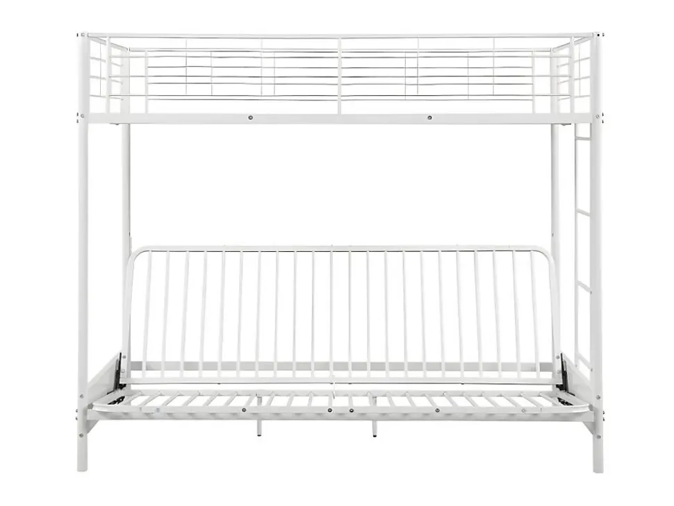 Lit mezzanine 90 x 190 cm - Avec banquette convertible - Métal - Blanc - MODULO V