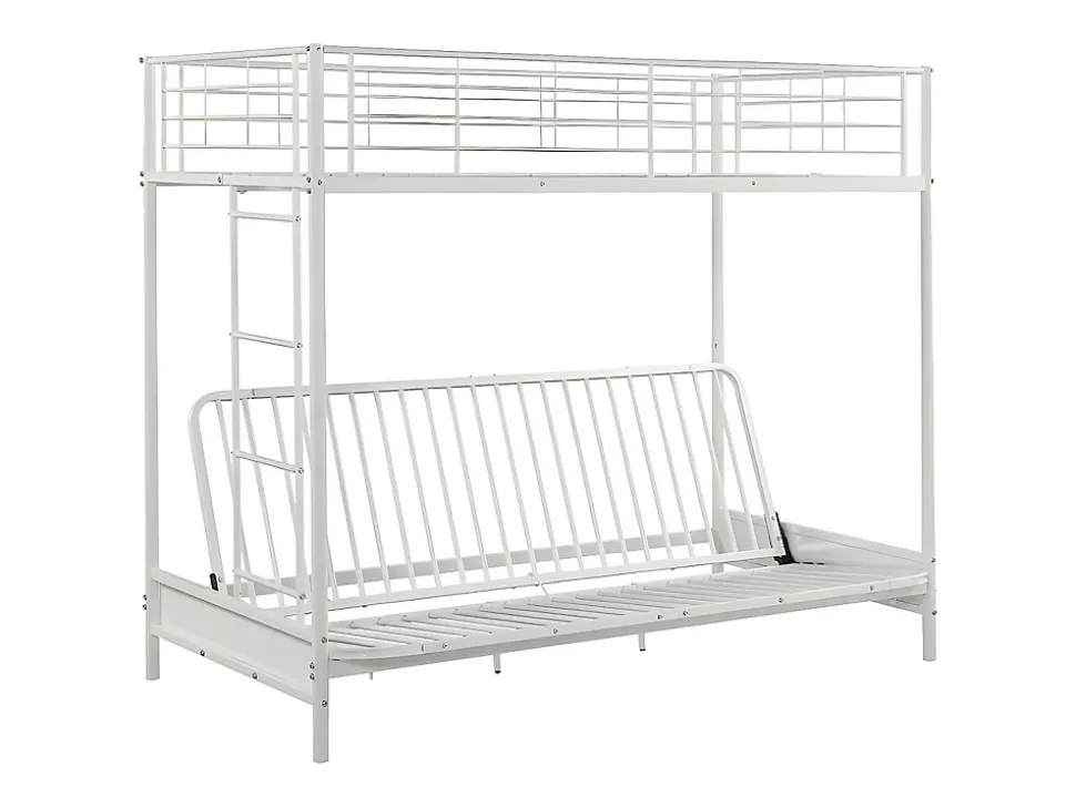 Lit mezzanine 90 x 190 cm - Avec banquette convertible - Métal - Blanc - MODULO V