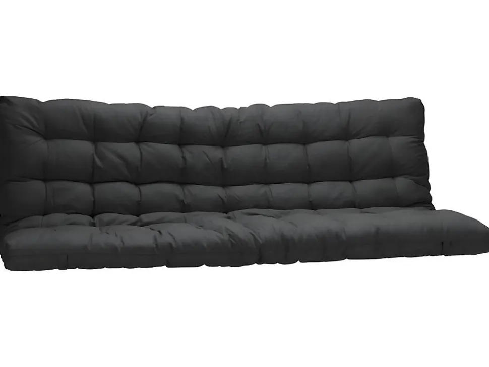 Lit mezzanine 90 x 190 cm - Avec banquette convertible - Métal - Blanc + Futon noir - MODULO V