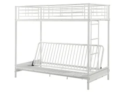Lit mezzanine 90 x 190 cm - Avec banquette convertible - Métal - Blanc + Futon noir - MODULO V