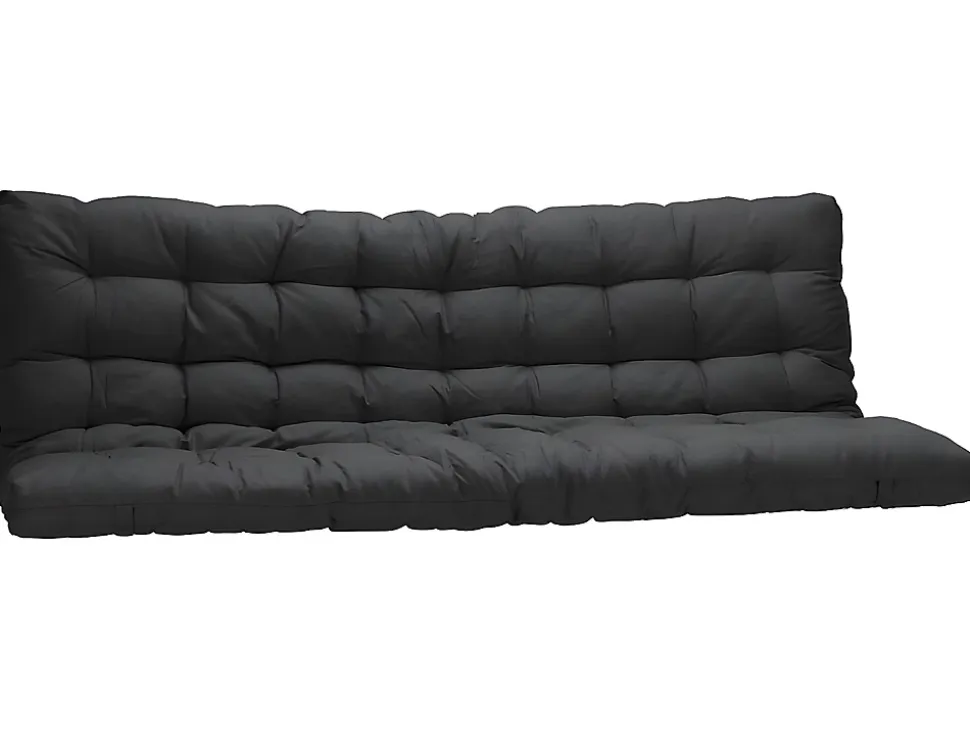 Lit mezzanine 90 x 190 cm - Avec banquette convertible - Métal - Blanc + Futon noir - MODULO V