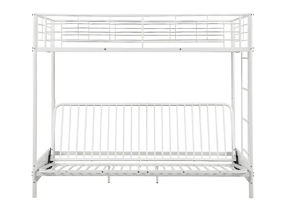 Lit mezzanine 90 x 190 cm - Avec banquette convertible - Métal - Blanc + Futon noir - MODULO V