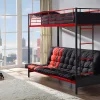 Lit mezzanine 90 x 190 cm - Avec banquette convertible - Métal - Noir et rouge + Futon - MODULO V