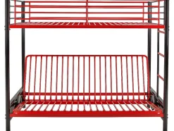 Lit mezzanine 90 x 190 cm - Avec banquette convertible - Métal - Noir et rouge + Futon - MODULO V