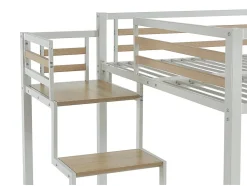 Lit mezzanine 140 x 200 cm - Métal et MDF - Blanc - JOGUI