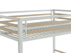 Lit mezzanine 140 x 200 cm - Métal et MDF - Blanc + Matelas - JOGUI