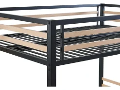 Lit mezzanine 140 x 200 cm - Métal et MDF - Noir et naturel - JOGUI