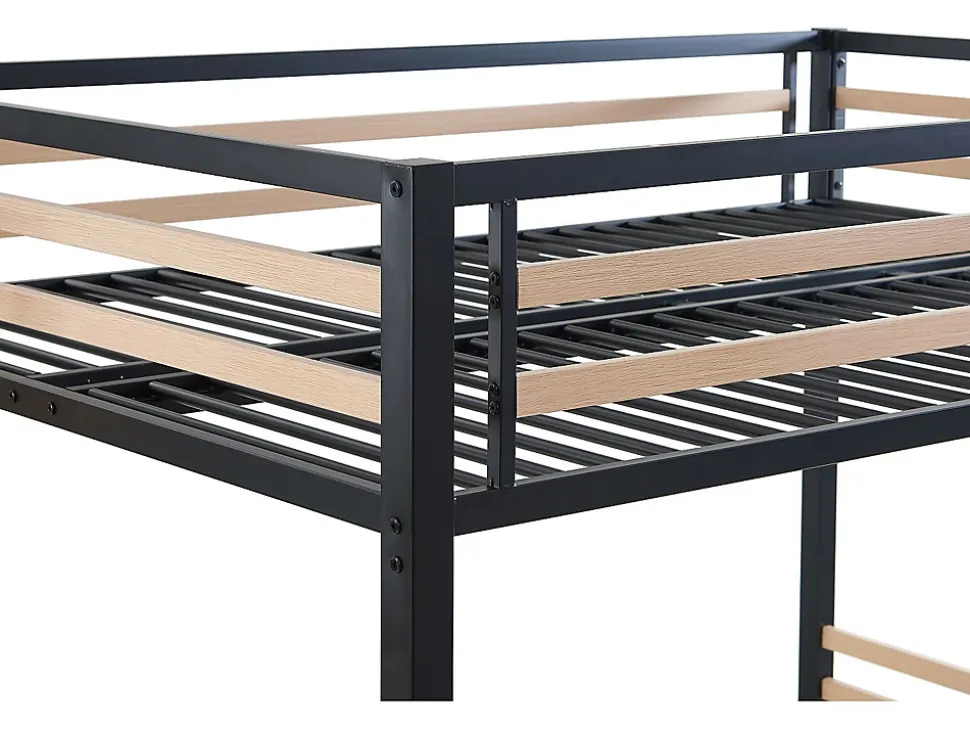 Lit mezzanine 140 x 200 cm - Métal et MDF - Noir et naturel - JOGUI