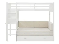 Lit mezzanine 90 X 190 cm avec sofa convertible - Pin et MDF - Blanc - ORPELIA