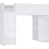 Lit mezzanine 90 x 190 cm avec rangements - Blanc - COLUMI