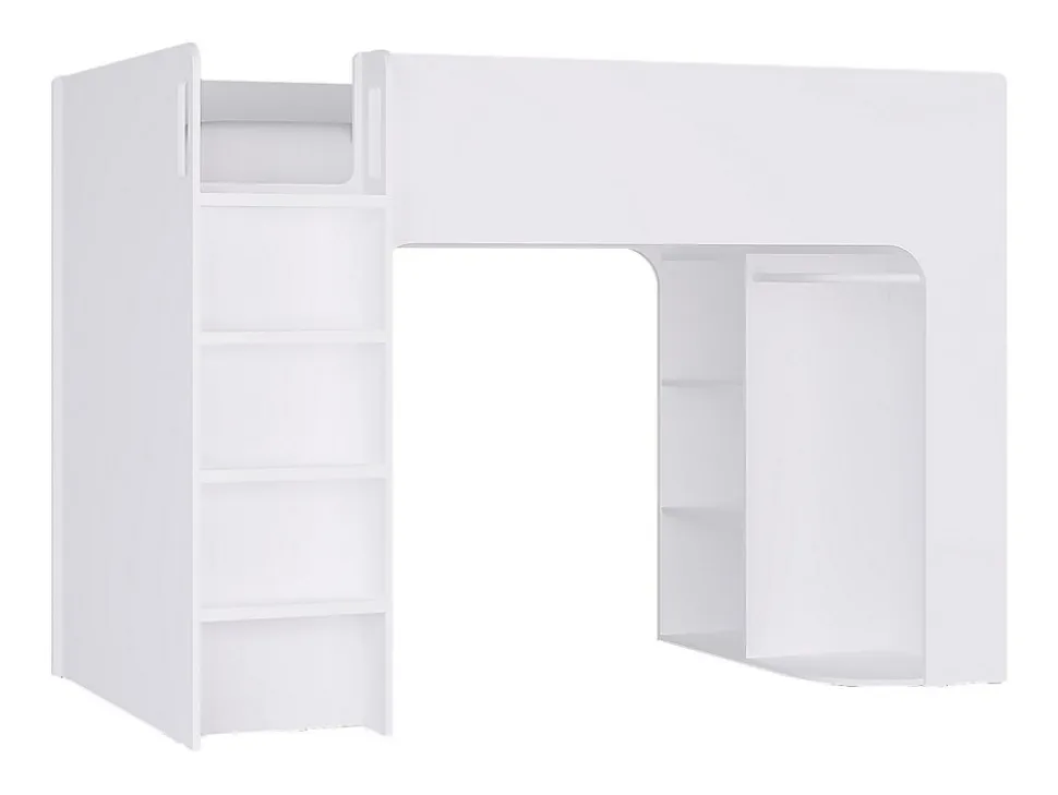 Lit mezzanine 90 x 190 cm avec rangements - Blanc - COLUMI