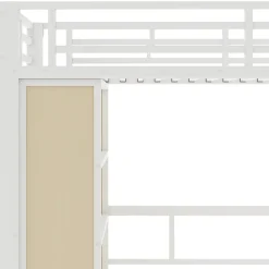 Lit Mezzanine Ado 90x200 cm - avec LED Intégrée, Bureau et Compartiment de Rangement - Escalier de Rangement - Métal + MDF - Blanc