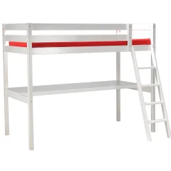 Lit mezzanine ASPEN 90x190 + 1 sommier + bureau / Blanc