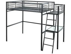 Lit mezzanine CASUAL II - 140 x 190 cm - plateforme bureau - Anthracite + matelas