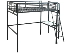Lit mezzanine CASUAL II - 140 x 190 cm - plateforme bureau - Anthracite + matelas