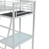 Lit mezzanine CASUAL II - 140 x 190 cm - plateforme bureau - Blanc