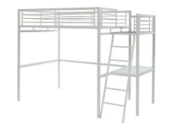 Lit mezzanine CASUAL II - 140 x 190 cm - plateforme bureau - Blanc