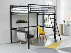 Lit mezzanine CASUAL II - 140 x 190 cm - plateforme bureau - Anthracite
