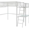 Lit mezzanine CASUAL II - 140 x 190 cm - plateforme bureau - Blanc + matelas