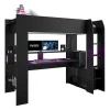 Lit mezzanine combine enfant LED Gamer ONLINE - 90 x 200 cm - Noir mat - Sommier inclus - PARISOT