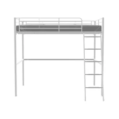 Lit mezzanine ELIOT 140 x 190 cm - Métal - Sommier inclus - Blanc