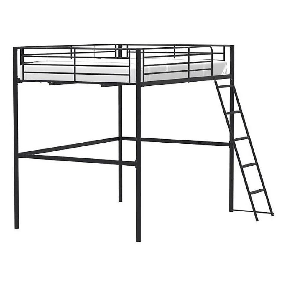 Lit mezzanine en metal - Noir - Sommier inclus - 140 x 200 cm - ELIOT