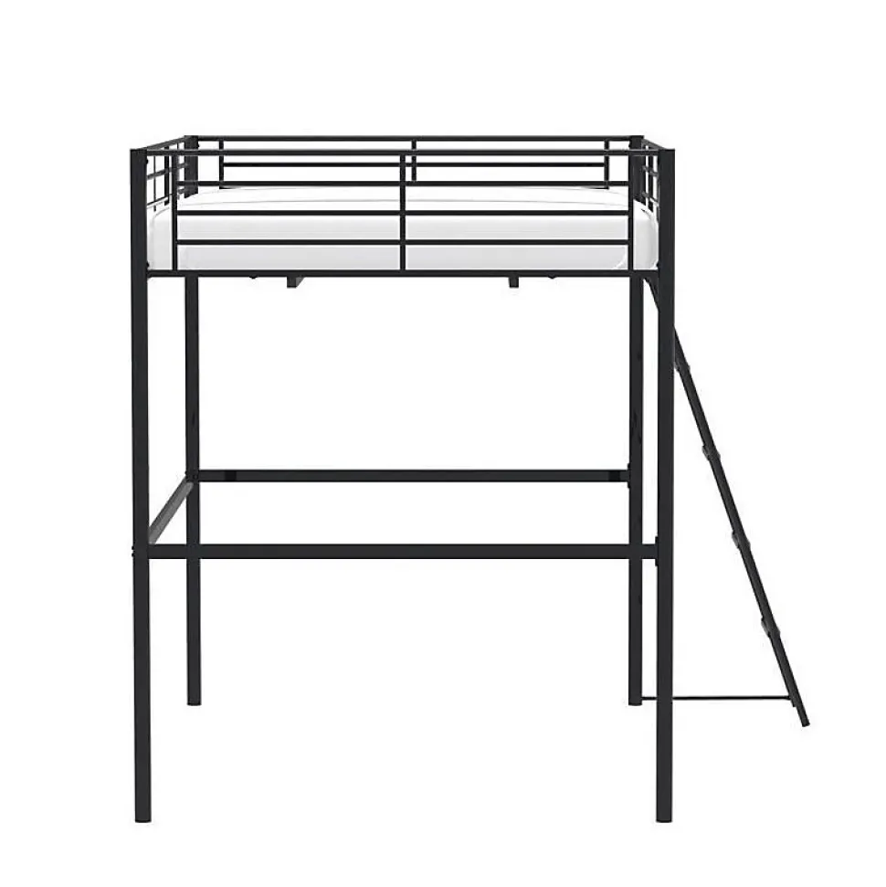 Lit mezzanine en metal - Noir - Sommier inclus - 140 x 200 cm - ELIOT