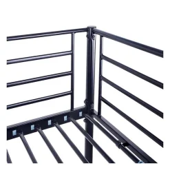 Lit mezzanine en metal - Noir - Sommier inclus - 140 x 200 cm - ELIOT