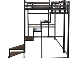Lit mezzanine en métal avec escalier
