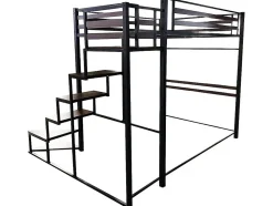 Lit mezzanine en métal avec escalier