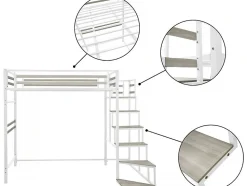 Lit mezzanine en métal avec escalier 